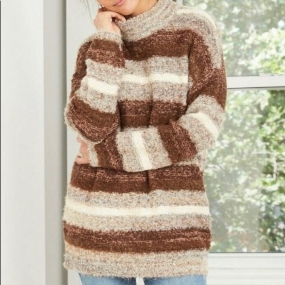 Universal Thread Mock Neck Striped Sweater